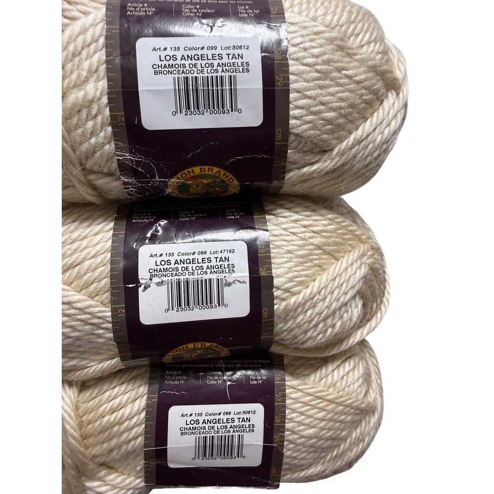(3 Pack) Lion Brand Yarn 135-099 Hometown USA Super Bulky 6 Yarn Los Angeles Tan - Picture 3 of 7